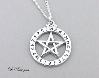 Pentagram Necklace, Sterling Silver Charm Necklace, Pagan Necklace, Pentagram Pendent, Silver Necklace