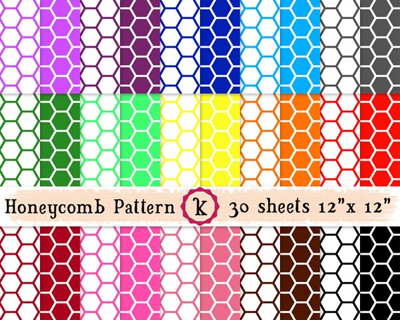 Honeycomb Pattern Digital Scrapbook Paper Pack for Instant