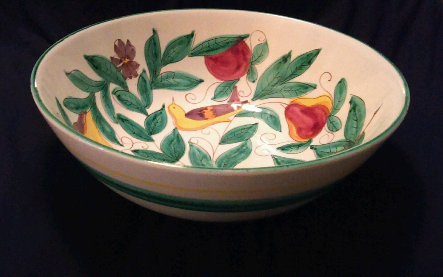 Large Italian Hand Painted Serving Bowl Partridge In A Pear