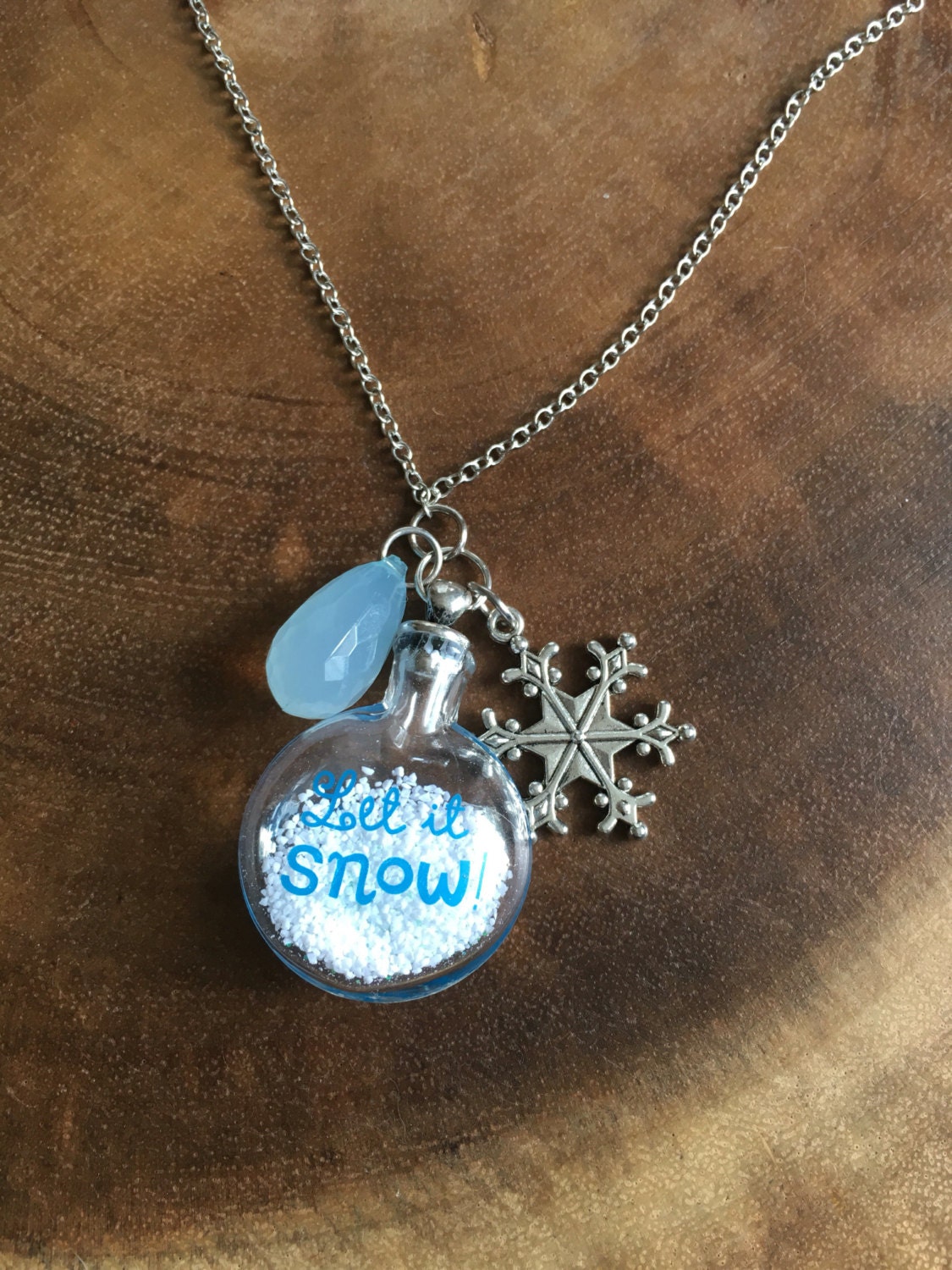 Let It Snow Necklace Snow Globe Necklace by TheRedLotusDesigns