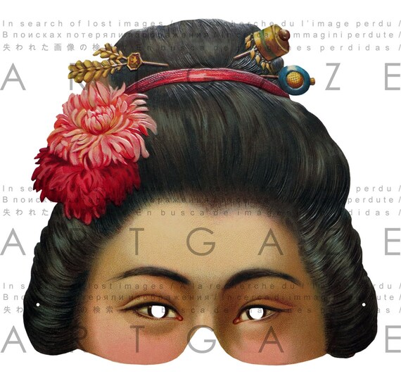 GEISHA HALF MASK Stunning Antique Mask Vintage Halloween Mask