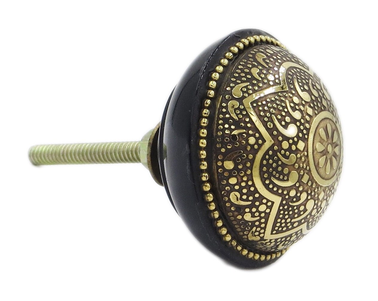Metal Flower Black Resin Decorative Knob Pull for by ShabbyRestore