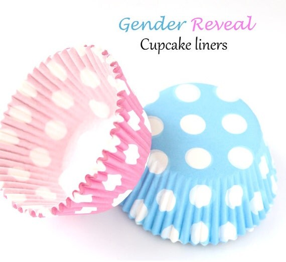 Gender reveal cupcake liners pink and blue cupcake liners