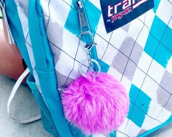 Large Fur Pom Pom keychains, furry key chains, large fur balls, pom pom keychain, fur ball keychain, furry pom pom ball