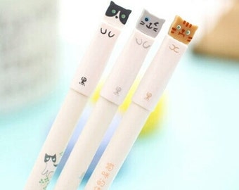 Cute Cat Pens - Set of 3, Fine Point Gel Ink
