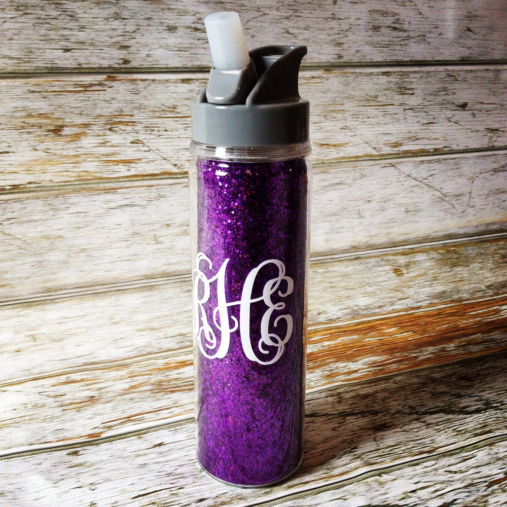 glitter water bottle with straw