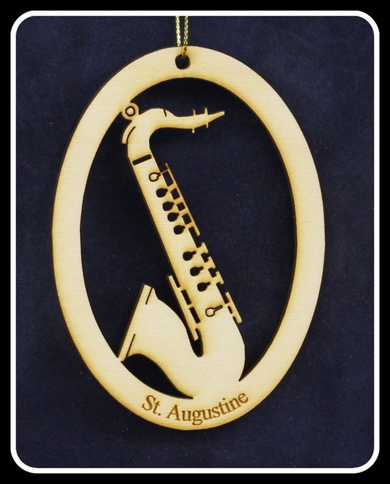 Snazzy Jazzy Saxophone Ornament Wood Personalized FREE USA