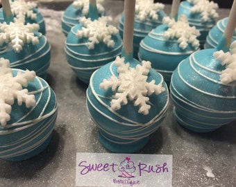 Frozen Themed Sparkly Snowflake Winter Cake Pops