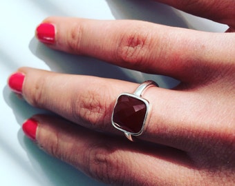 Red Agate sterling silver ring the lovely