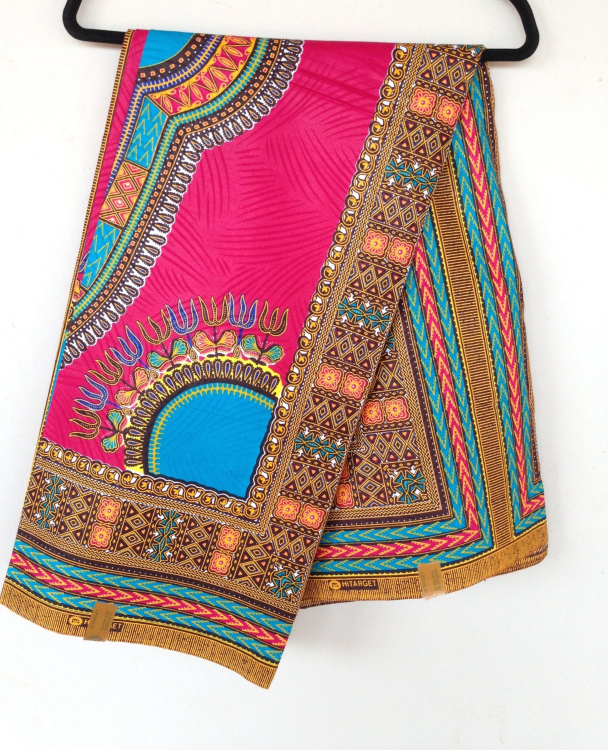 Pink with light blue Dashiki Fabric/ Dashiki/ Dashiki print/