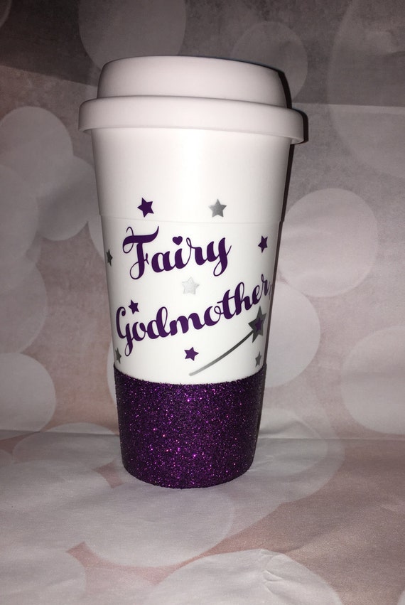 Fairy godmother glitter dipped tumbler, glitter dippped coffee cup, glitter to go cup, plastic tumbler,plastic to go cup,fairy godmother cup