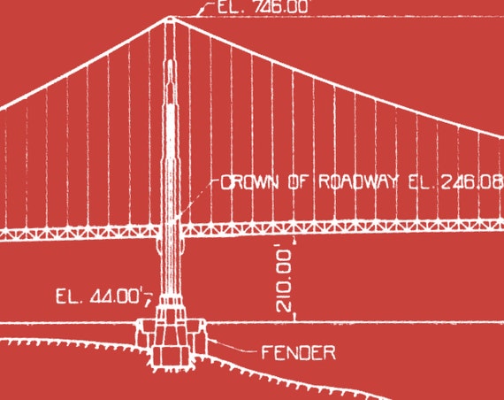 Golden Gate Bridge Blueprints Architecture Elevations
