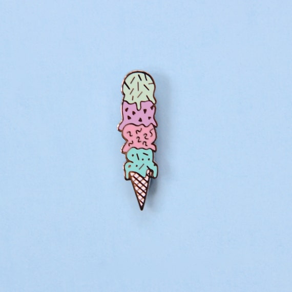 Ice Cream Scoops Enamel Pin Pastel Cone Sprinkles Flair