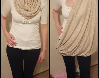 infinity nursing scarf in cream khaki