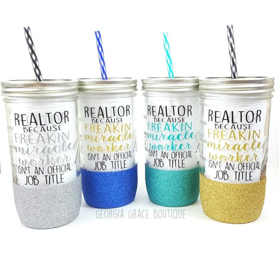 Realtor Mason Jar Tumbler // Realtor Cup // Realtor Gift