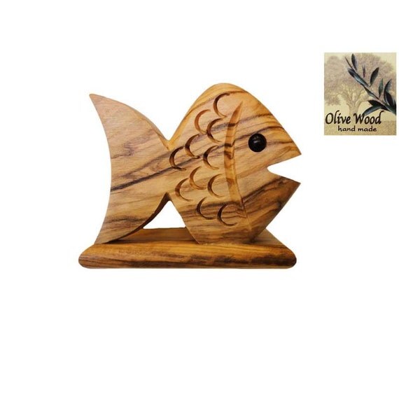 Wooden Napkins holder Fish by Olivewoodproductland on Etsy