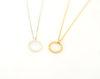 Small Circle Necklace/ Dainty Circle Necklace/ Karma Necklace/ Tiny Gold Circle Necklace/ Tiny Silver Circle Necklace