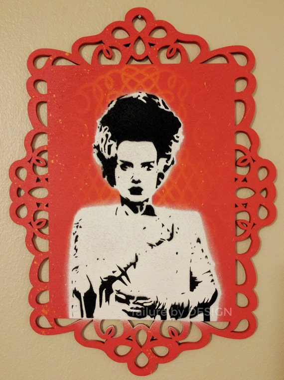 Bride of Frankenstein Stencil Art Painting