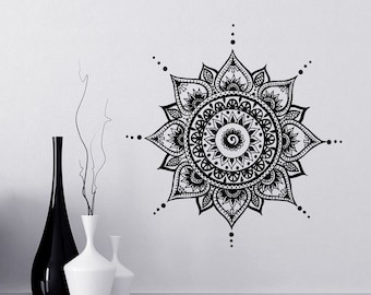 Mandala Decals Mehndi Vinyl Sticker Bedroom Wall Decal Lotus Flower Boho Indian Decor Yoga Buddha Stickers T108