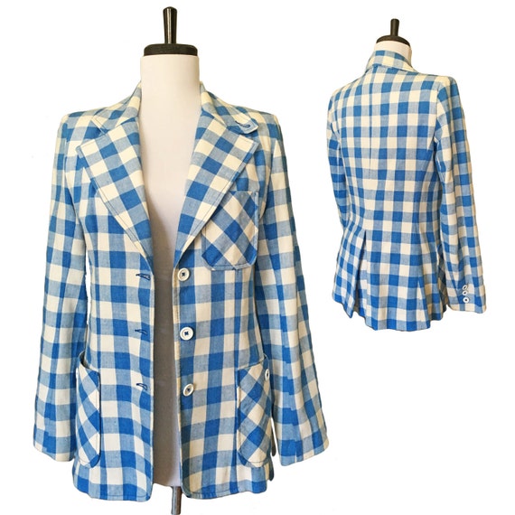 Autumn Women Plaid Notched Lapel Suits Jacket Double