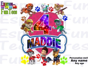 Paw patrol inspired DIGITAL DOWNLOAD iron on- personalized iron on transfer -paw patrol birthday shirt-paw patrol shirt-iron on diy shirt