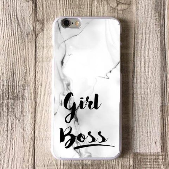 Girl Boss quote marble White Phone Case- Personalised- Unique gift- Fun- Quote- iPhone 5/5S case- iPhone 6/6S case-Samsung Galaxy S5 case