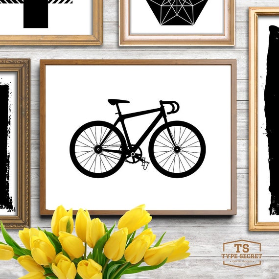 Horizontal frame black art bicycle art bicycle wall art