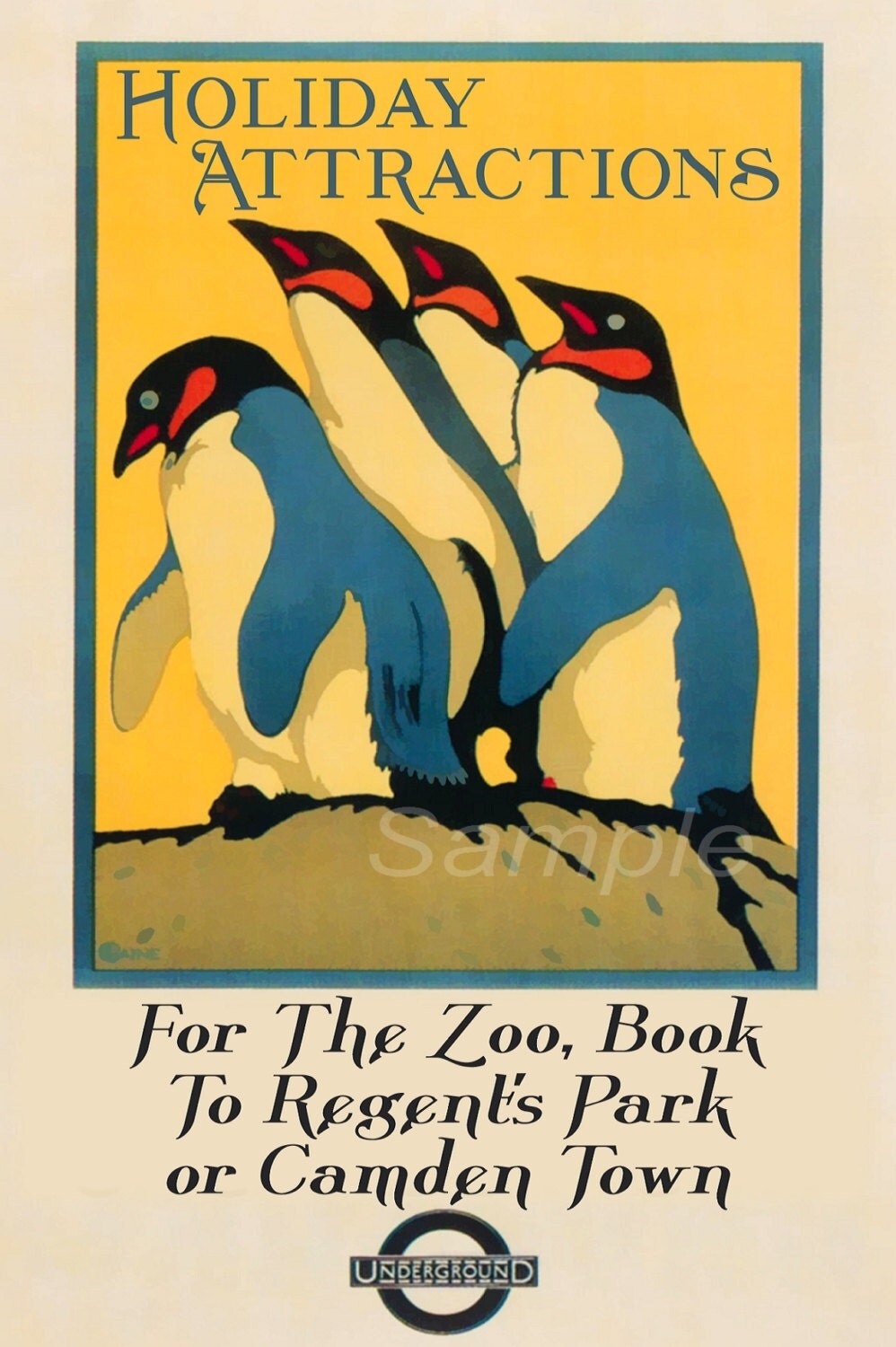 Vintage London Zoo 1921 Transport Poster Print
