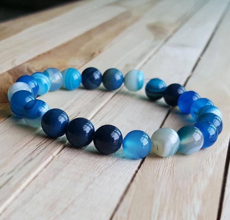 68mm ocean sky blue agate bracelet women bracelet Healing