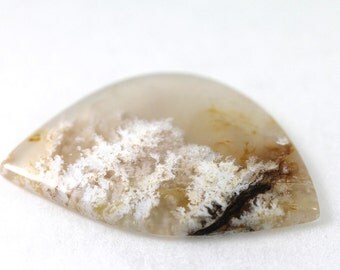 AMAZING large Plume Agate cabochon / Designer freeform cut / Clear with intricate moss / 50.5 X 34.25 X 3mm / Graveyard Point (cab150)