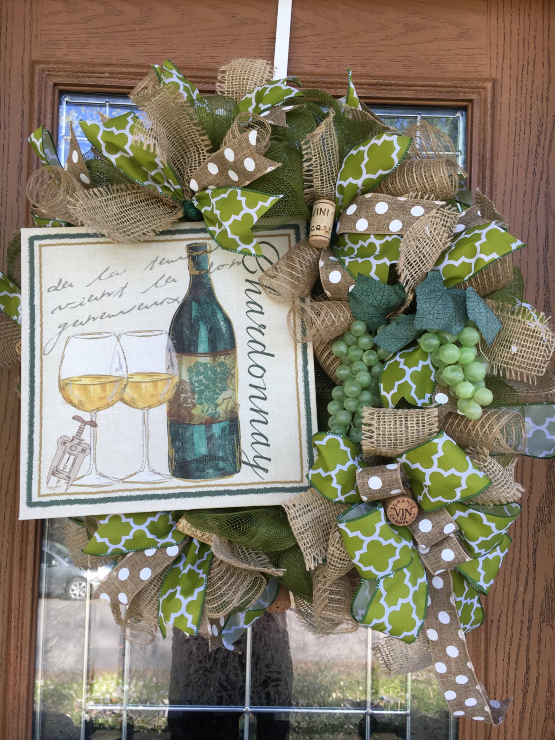 Wine Wreath, Grape Wreath, Wine Deco Mesh Wreath, Wine Decor, Kitchen
