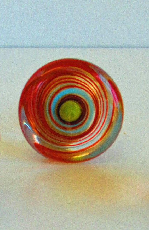 Decorative Glass Knobs Set of 4 Sunrise Red