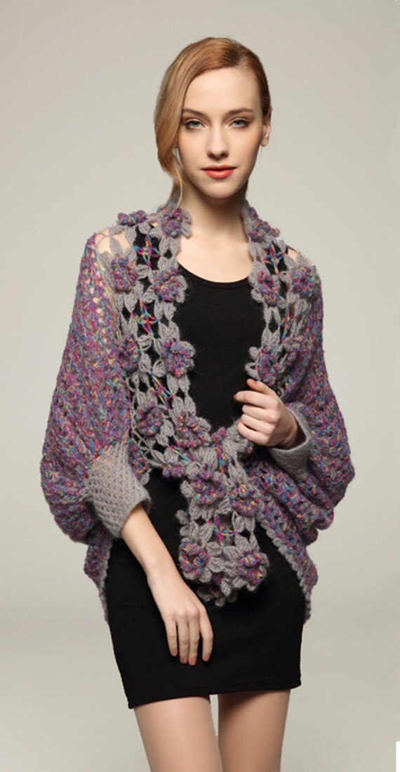 Crochet Shrug Cardigan Sweater Elbow Sleeve Crop Top