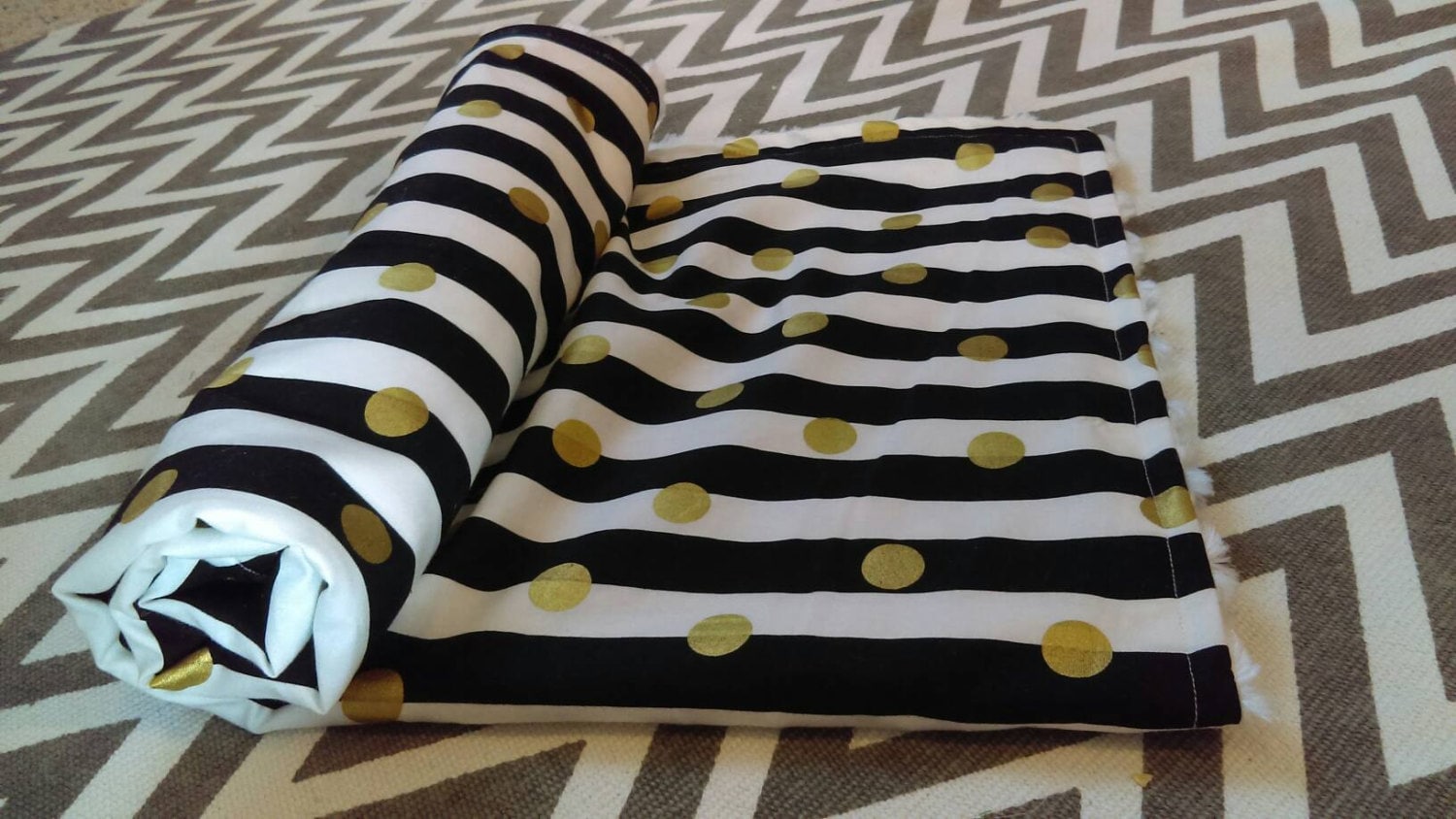 Gold polka dot black and white stripe. Modern trendy baby