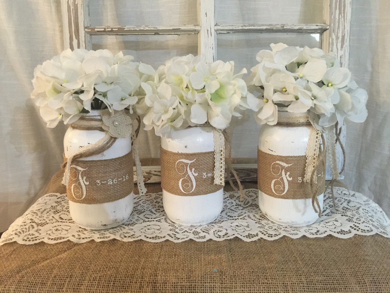 Personalized Mason Jar Vases by MintJuleppMonograms on Etsy