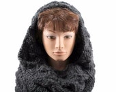 Hand Knit Snood, Womens Knitted Infinity Scarf, Mens Cowl, Hand Knit Shoulder Wrap, Textured, Cozy, Round Scarf, Grey, Gray Hand Knit Snood, Womens Knitted Infinity Scarf, Mens Cowl, Hand Knit Shoulder Wrap, Textured, Cozy, Round Scarf, Grey, Gray
