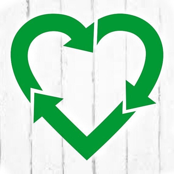 Items similar to Recycle Symbol In Heart Shape , Heart Recycle Sticker ...