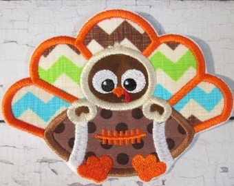 Ready To Ship in 3-5 Business Days -Thanksgiving Baby Turkey with Turkey - Iron On or Sew On Embroidered Applique