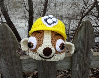 Paw Patrol Rubble Inspired Costume, Construction Puppy Hat, Halloween Costume, Pretend Play, Dress Up, Bulldog Pup Costume