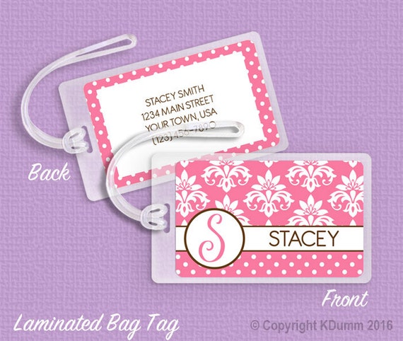 Personalized Laminated Bag Tag Luggage Tags by BagTagsAndMore