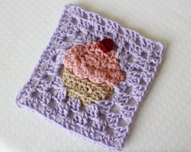 Crochet Cupcake Granny Square PATTERN: Bake Shop Blanket