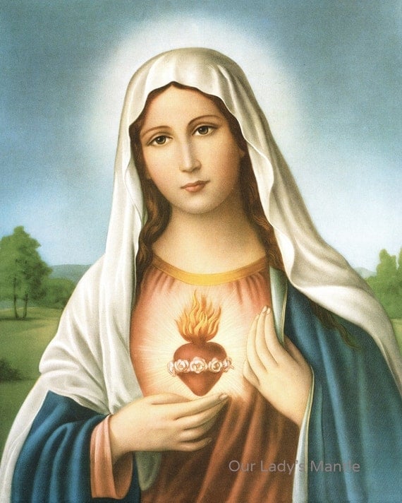 Catholic Art Print Picture Immaculate Heart of Mary Printed in