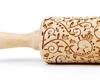 Floral pattern 2, embossing rolling pin, engraved rolling pin