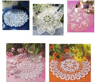 SALE - 25 pcs crochet doily pattern in 5 pdf-only diagram 1--5