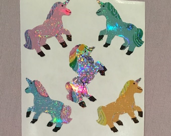 Prismatic Sandylion Unicorn Stickers. 3 SQUARES