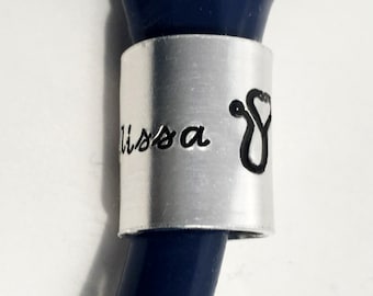 Stethoscope ID Ring, Stethoscope ID Tag, Wide Stethoscope ID Ring, Nurse Gift, Doctor Gift, Personalized Stethoscope Charm