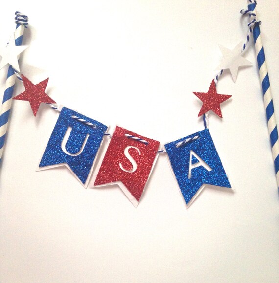 4th of July cake topper by ZoePaperCrafts on Etsy