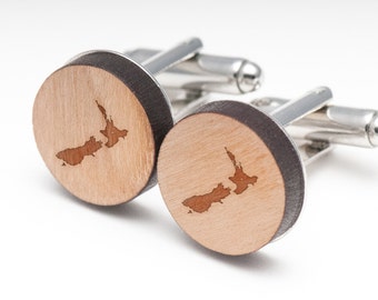 New Zealand Wood Cufflinks Gift For Him, Wedding Gifts, Groomsman Gifts, and Personalized