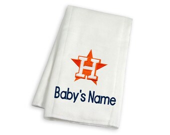 Personalized Houston Astros Baby Burp Cloth