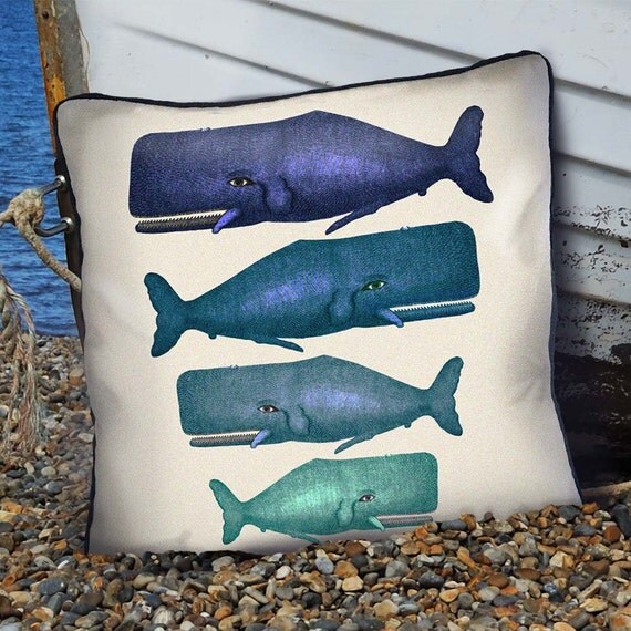 Whale Pillow Cover Nautical Decor nautical pillow blue whale